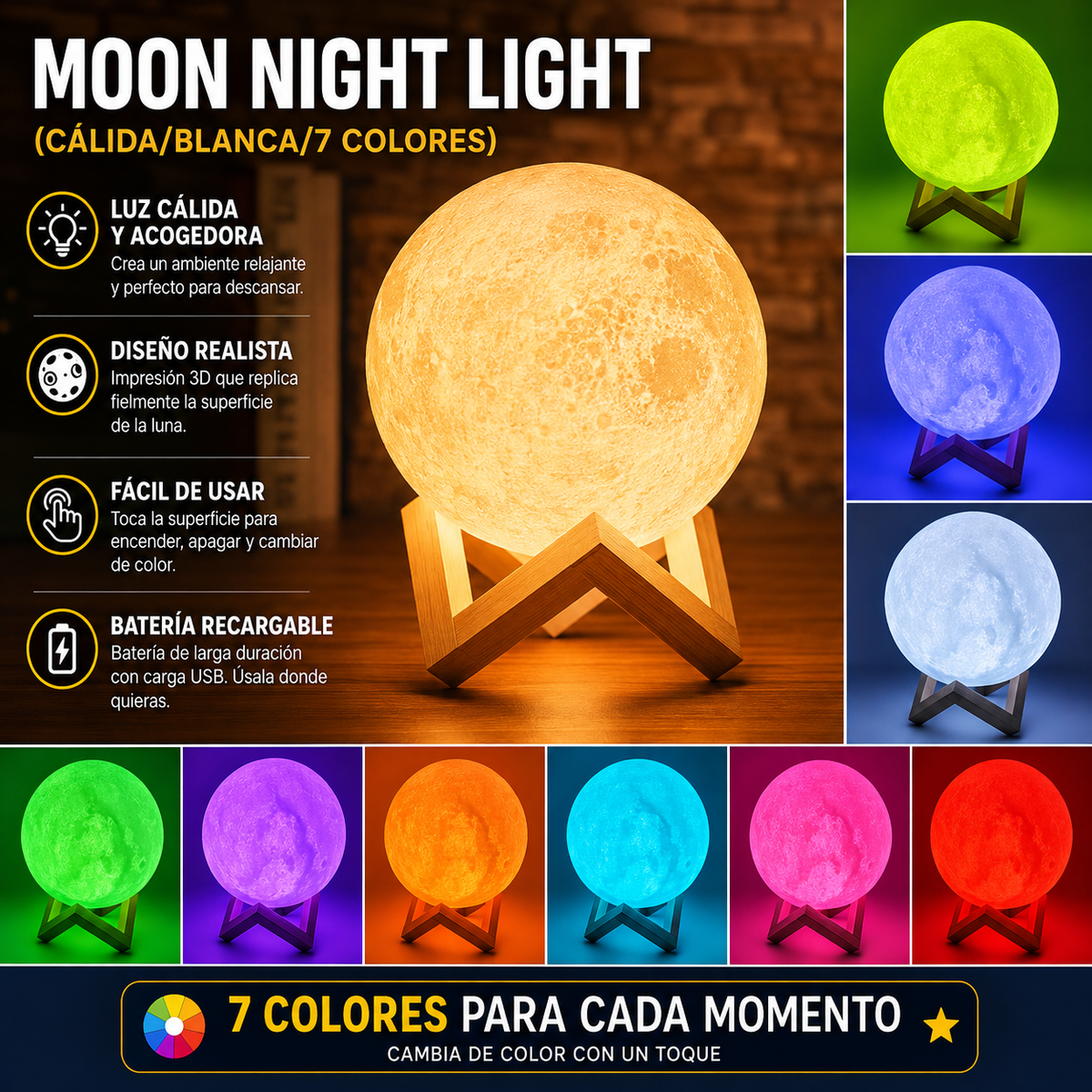 Lámpara Luna 3D