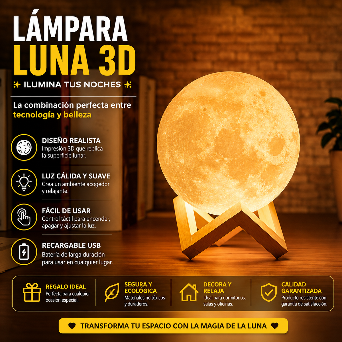 Lámpara Luna 3D