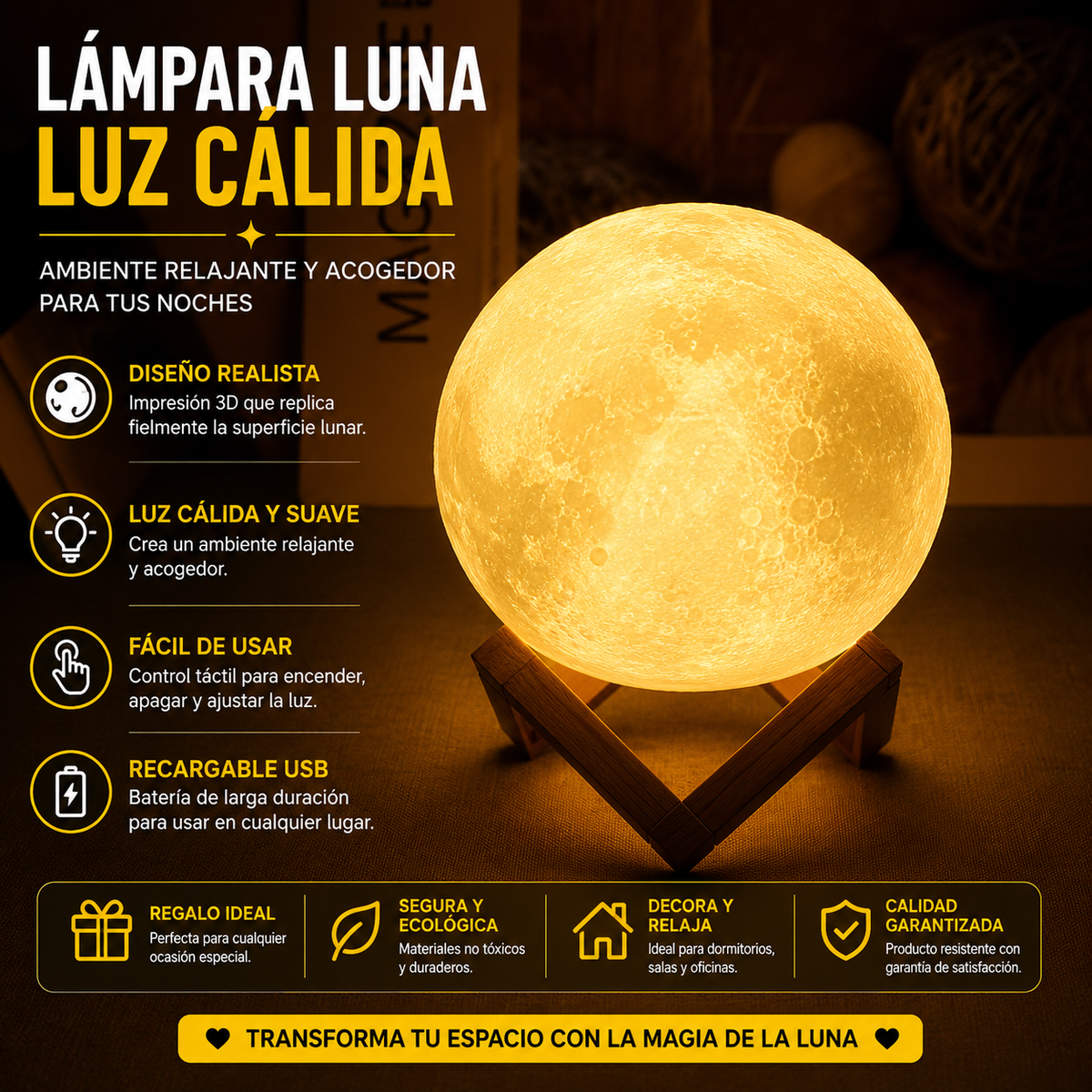 Lámpara Luna 3D