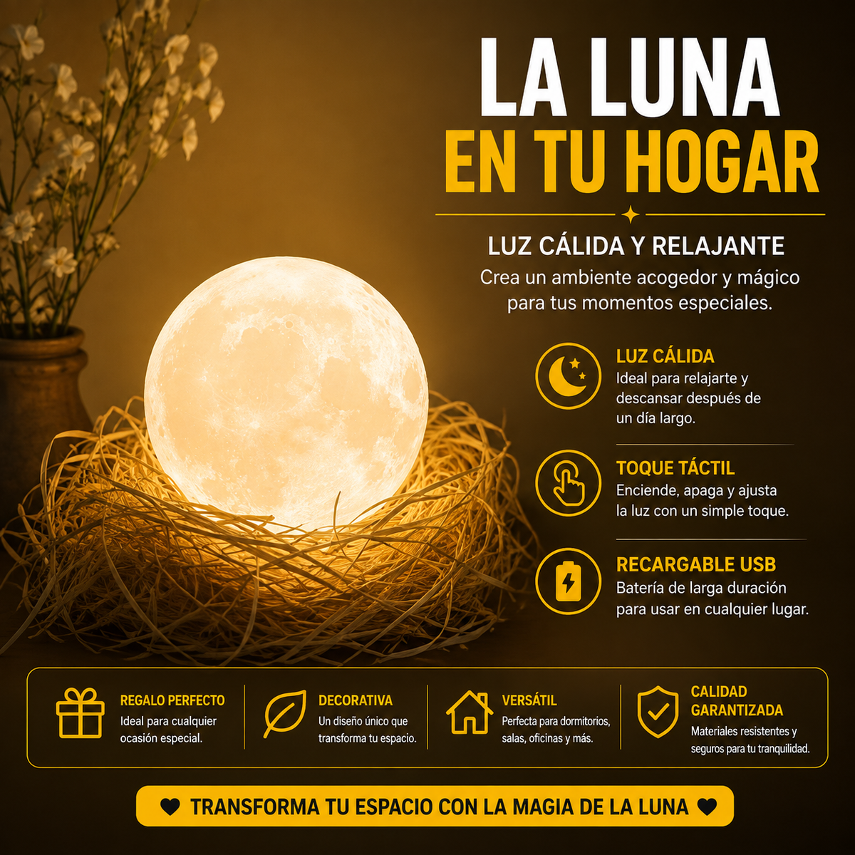 Lámpara Luna 3D